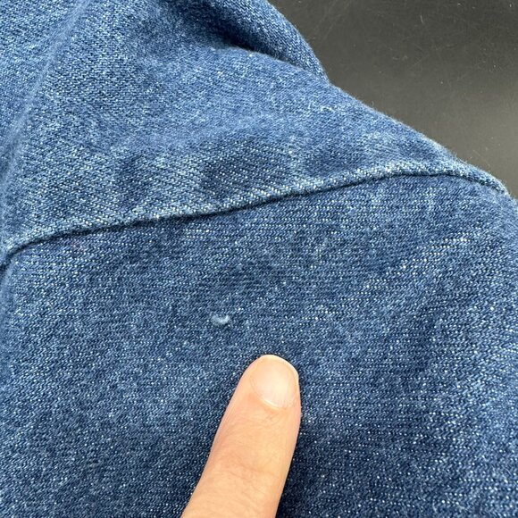 Vintage Key Imperial Blue Denim Workwear Jacket Hand Embroidered 70s Chore Coat - Picture 8 of 9